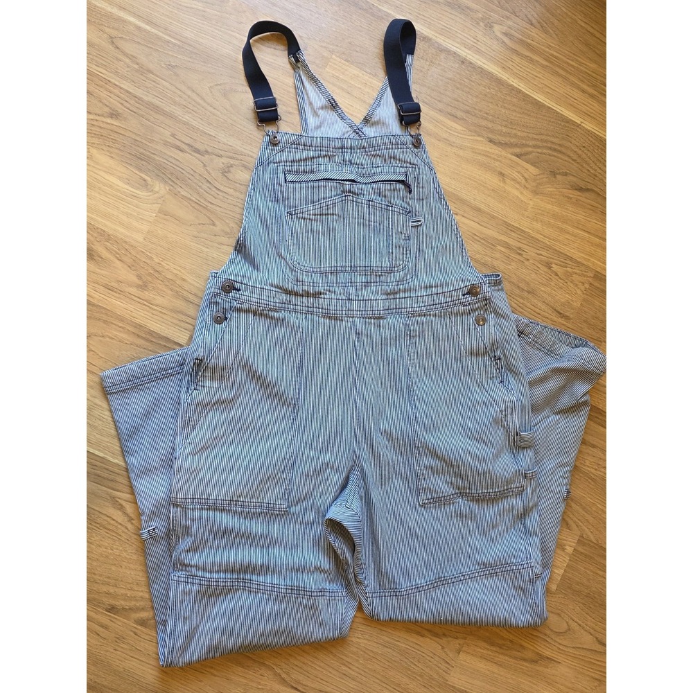 Duluth Trading Overalls Hickory Stripe Railroad Stretch Gardening Women Lx31